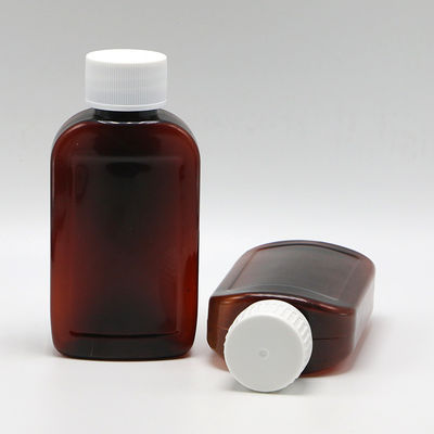 100cc PET Amber/Orange Maple Hoest siroop fles met CRC cap en warmte afdichting