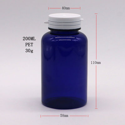 Materiaal van de kraag PET 200cc ronde plastic fles Medische container met makkelijk te trekken ringkappen