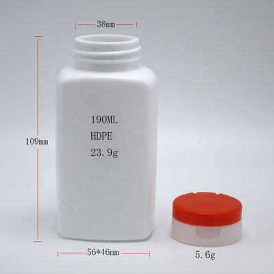 Schermdrukken 190 ml HDPE vierkant plastic fles voor medicijnsupplementen