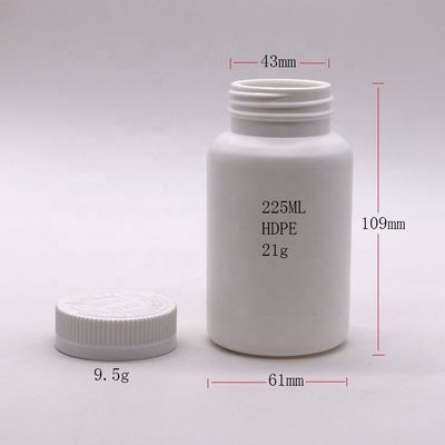 225 ml Ronde vorm PET Plastic Flask voor Plii Medicine Solid Tablet Capsule Organiser