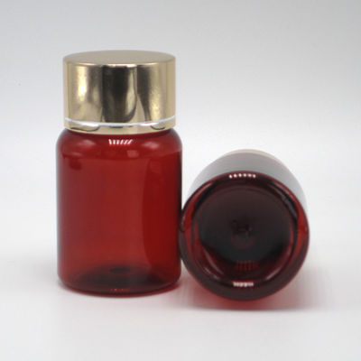 40 ml/1.3 oz Amber PET Pill Capsule Visolie Fles met zilveren aluminium schroefdop