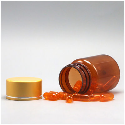 Hervulbare 60 ml Amber PET Pill Capsule Visolie Fles met zilveren aluminium schroefdeksel