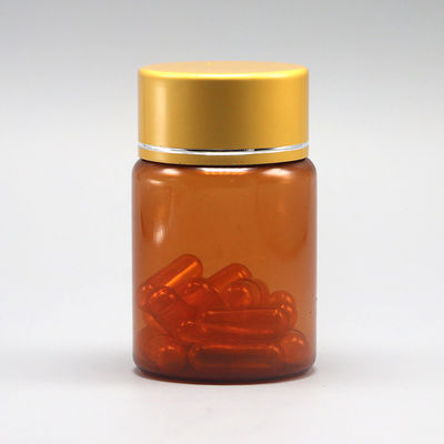 Hervulbare 60 ml Amber PET Pill Capsule Visolie Fles met zilveren aluminium schroefdeksel
