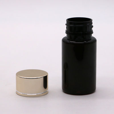 GMP 50ML PET Plastic Medicine Tablet Pill Flasje Container met Gold Silver Coating Cap