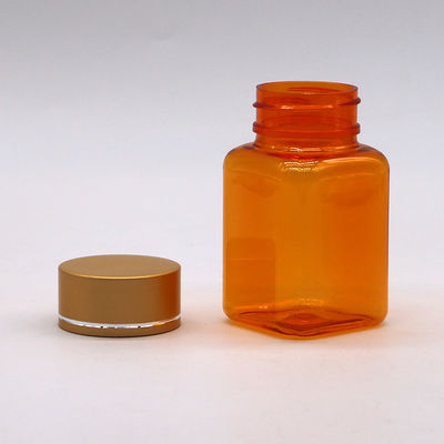 90 ml / 3oz PET Vierkante Geel/Oranje Capsule Pillen Fles met Rose Gold Cap en Heat Seal
