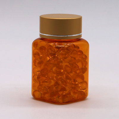 90 ml / 3oz PET Vierkante Geel/Oranje Capsule Pillen Fles met Rose Gold Cap en Heat Seal