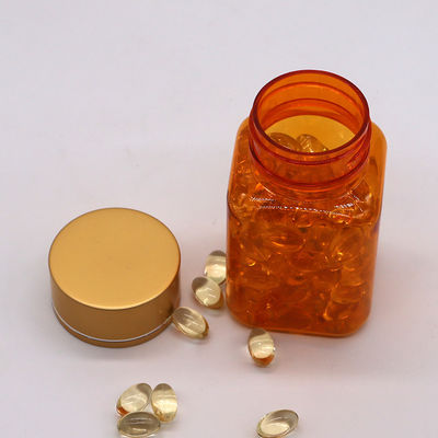 90 ml / 3oz PET Vierkante Geel/Oranje Capsule Pillen Fles met Rose Gold Cap en Heat Seal
