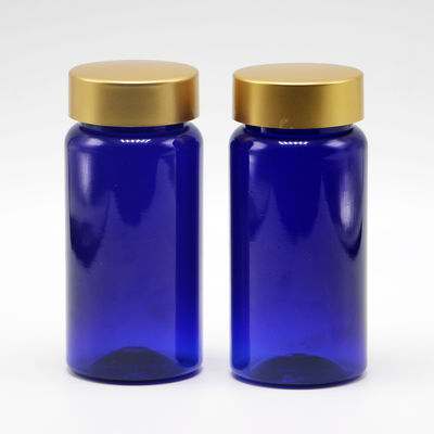 100 ml PET aangepaste kleur Steriele hervulbare medicijnen Plastic fles voor pillen Tablet Capsule met goud coating cap