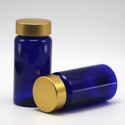 100 ml PET aangepaste kleur Steriele hervulbare medicijnen Plastic fles voor pillen Tablet Capsule met goud coating cap