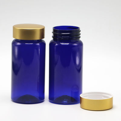100 ml PET aangepaste kleur Steriele hervulbare medicijnen Plastic fles voor pillen Tablet Capsule met goud coating cap