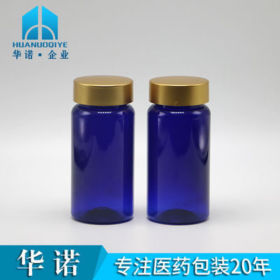 100 ml PET aangepaste kleur Steriele hervulbare medicijnen Plastic fles voor pillen Tablet Capsule met goud coating cap
