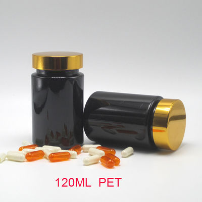 Basismateriaal PET 120 ml Zwarte Plastic Flasje voor Supplement Pillen Capsule Geneeskunde