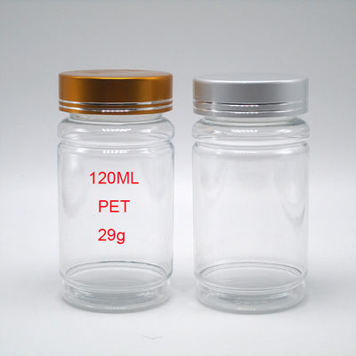 PET-kraag 120 ml Bamboevorm Plastic Flask Schroefdeksel voor Pillen Capsule Tablet Medische supplement