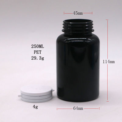 Aanpassen Kleur PET 250 ml Ronde Plastic Flasje voor Medische capsule Container