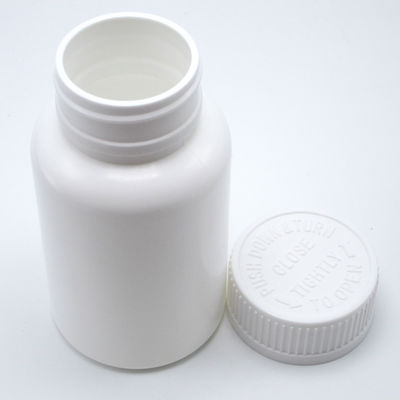 Kinderwaardig Deksel Ronde PE Plastic Flasje voor solide tablet Capsule opslag 150mL Wit