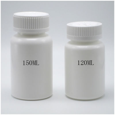 Kinderwaardig Deksel Ronde PE Plastic Flasje voor solide tablet Capsule opslag 150mL Wit