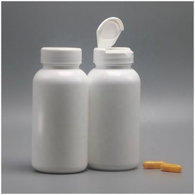200 ml ronde vorm HDPE plastic fles voor het opslaan van pillen met flip over deksel en PE materiaal