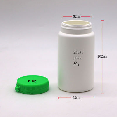 250 ml ronde HDPE plastic fles voor capsule supplement